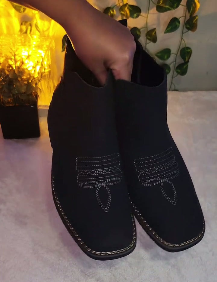 Western Embroidered Cowboy Ankle Boots