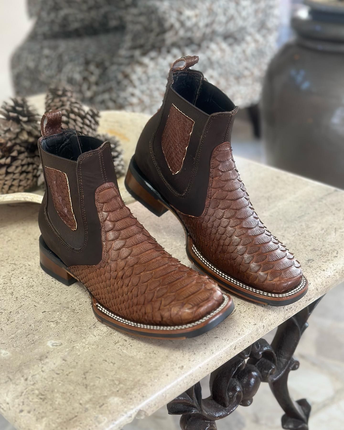 Handmade Vintage Python Ankle Boots