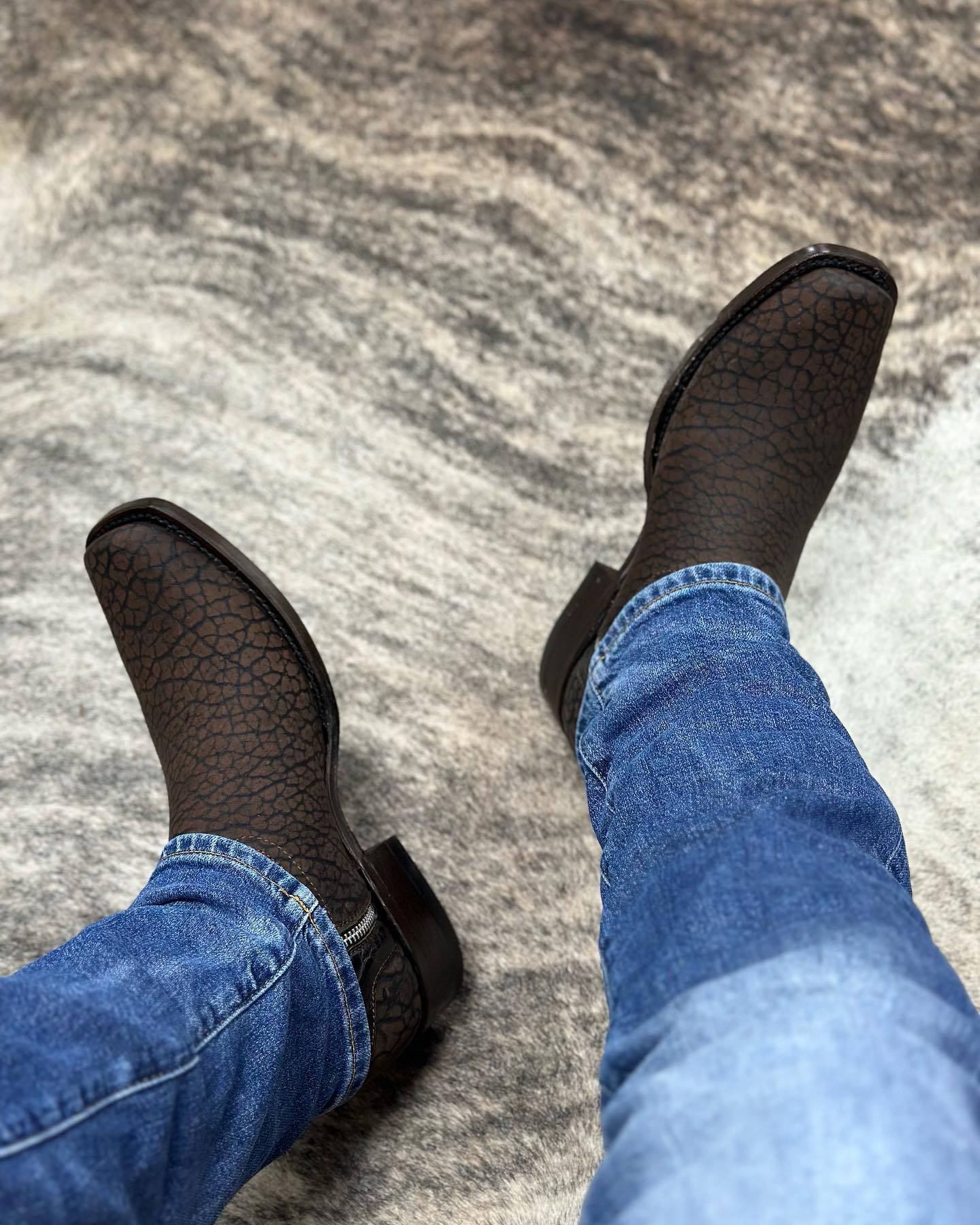 Vintage Stone Carved Cowboy Boots