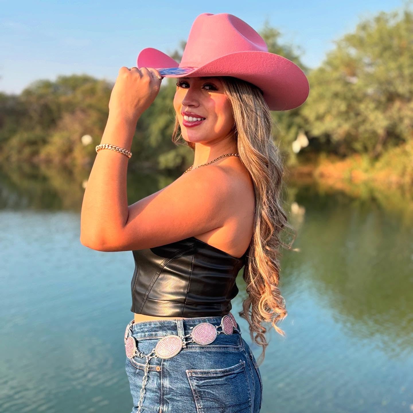 Pink Suede Western Hat