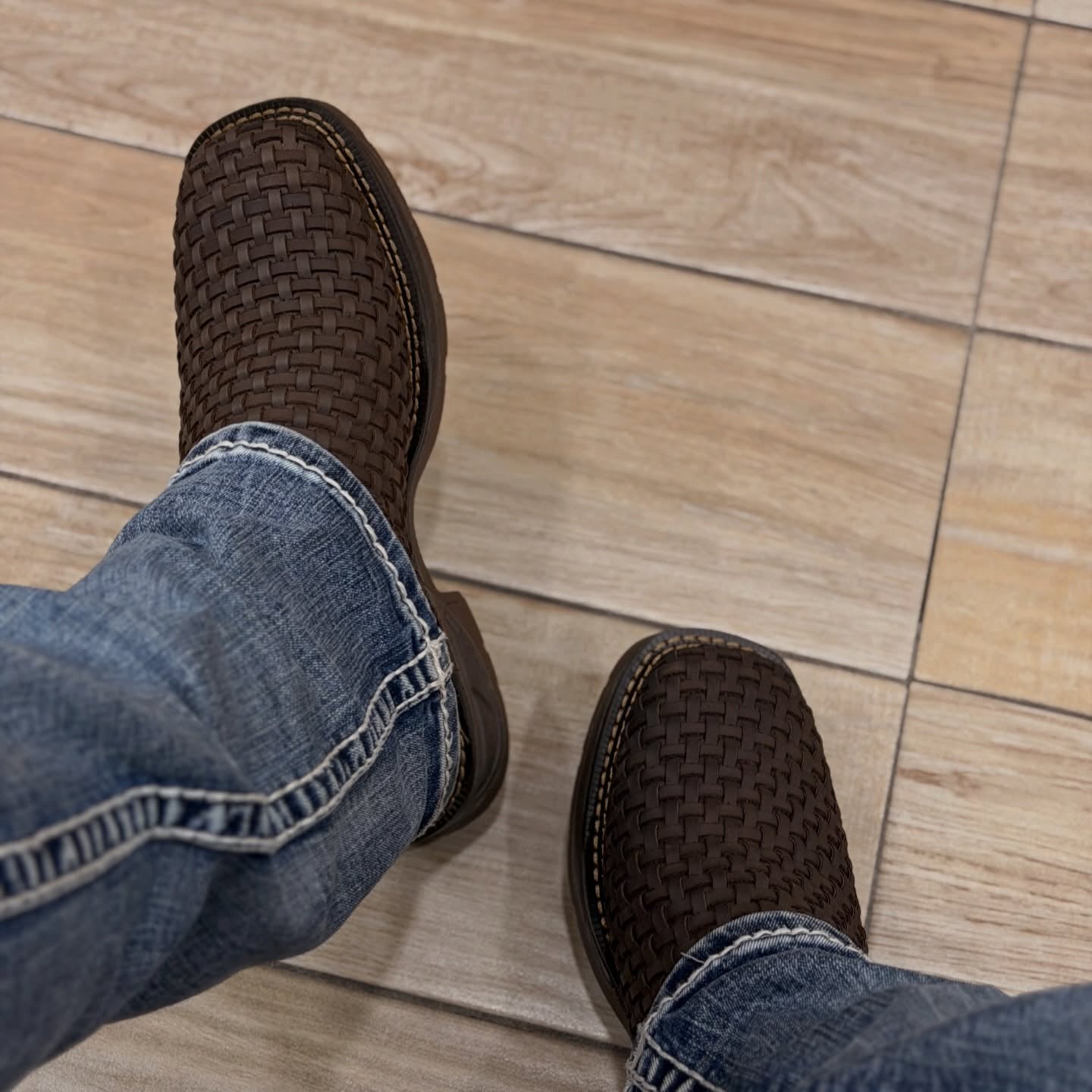 Western Handwoven Ankle Boots