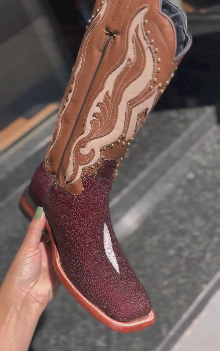 Handcrafted Burgundy Cowgirl Boots