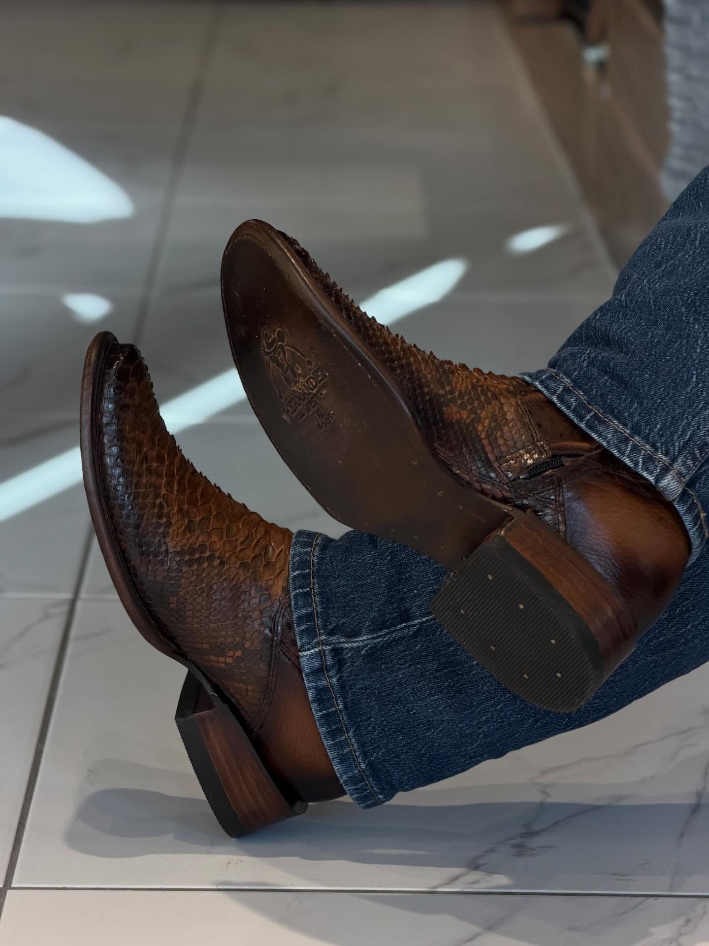Italy Handcrafted Python Skin Ranch Boots