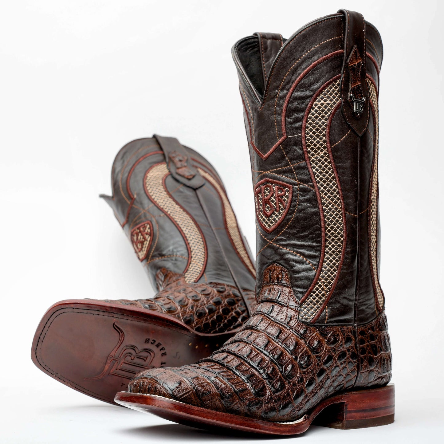 Brown Caiman Hornback Boots