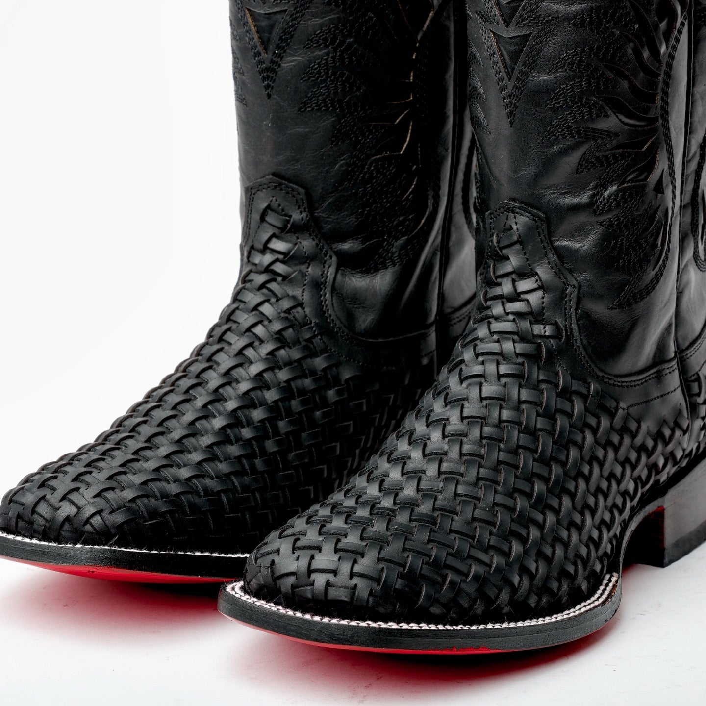 Black Basketweave Boots
