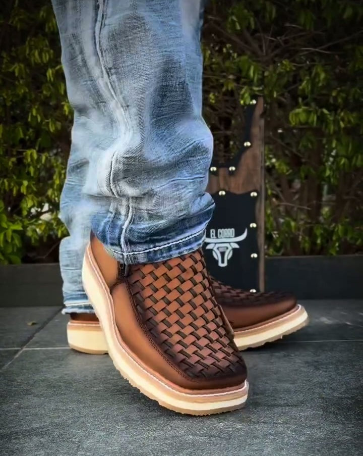 Western Woven Ankle Boots