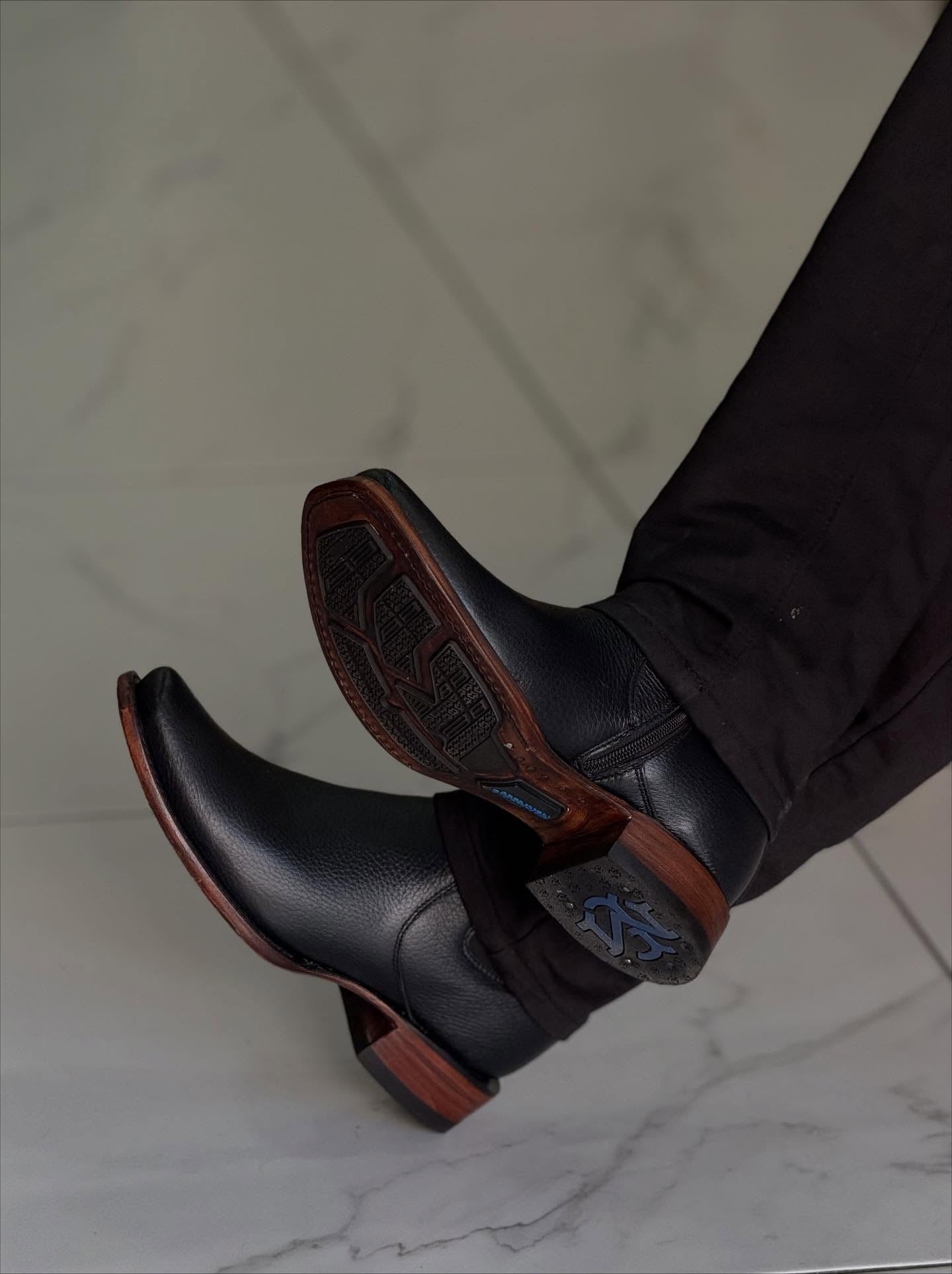 Solid Color Handmade Cowhide Ankle Boots