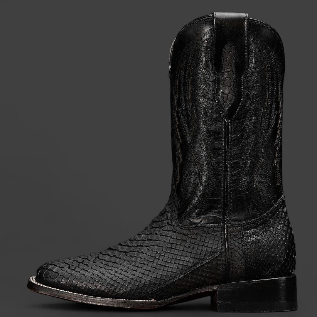 Hand-carved Textured Snakeskin Boots