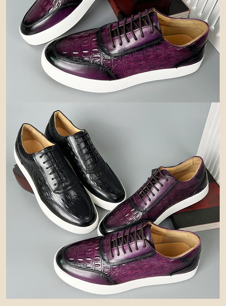 Crocodile Print Casual Board Leather Shoes