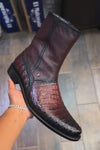 Vintage Crocodile Leather Pointed Toe Boots