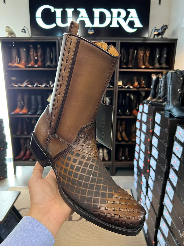 Classic Vintage Check Long Cowhide Boots