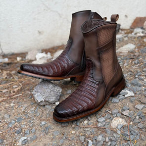 Crocodile Vintage Patchwork Cowboy Boots