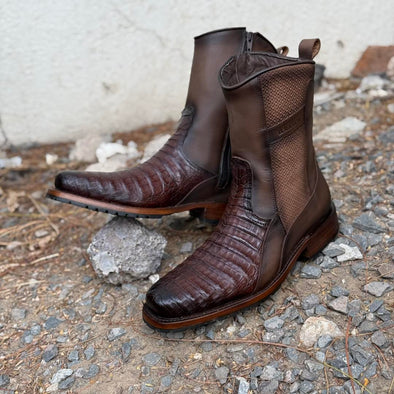 Crocodile Vintage Patchwork Cowboy Boots