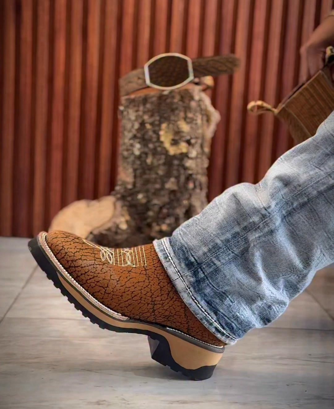 Men's Cracked Leather Square Toe Cowboy Boots(Buy 2 Free Shipping✔️)