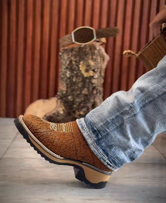 Men's Cracked Leather Square Toe Cowboy Boots(Buy 2 Free Shipping✔️)