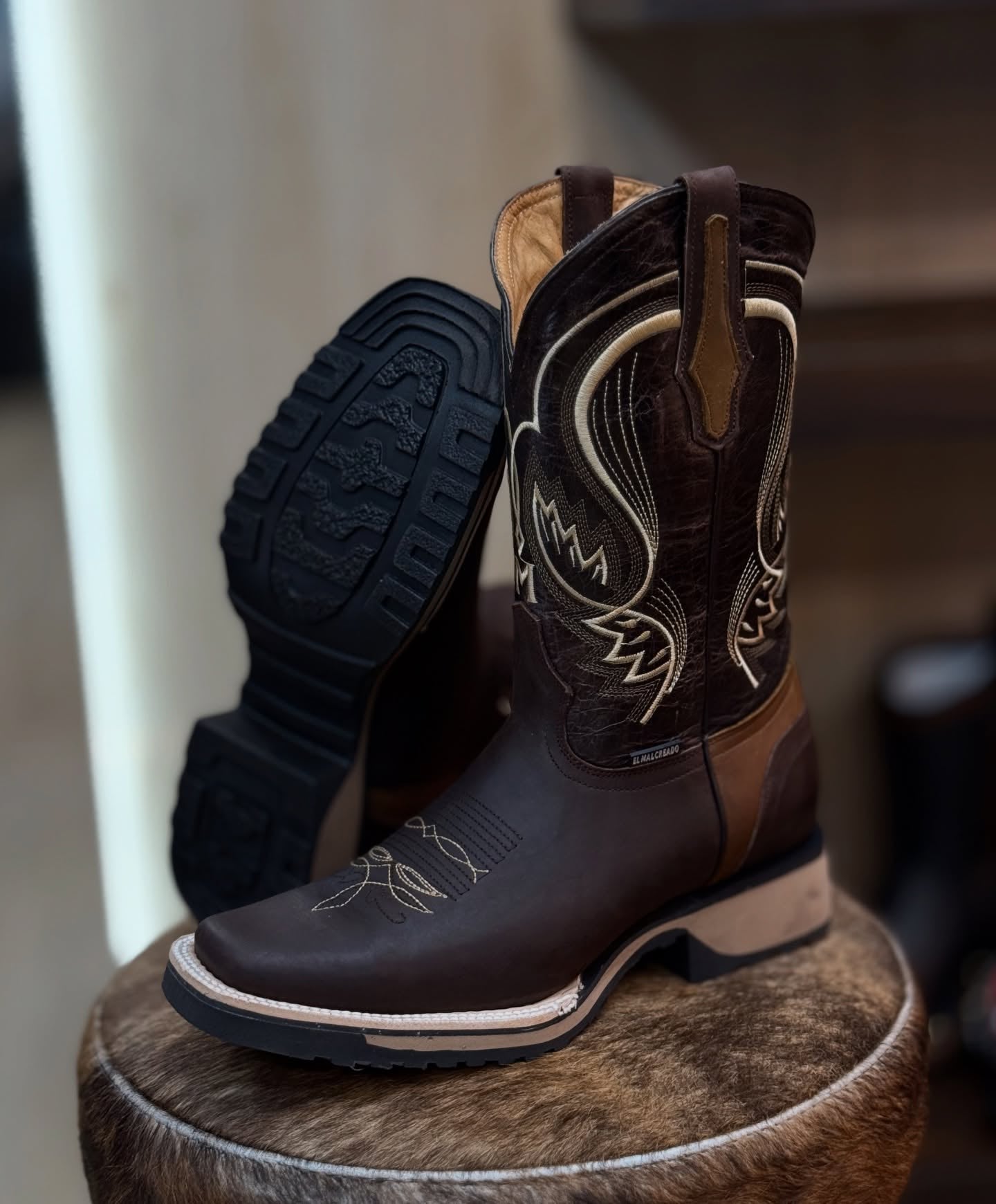 Western Embroidered Suede Ranch Boots