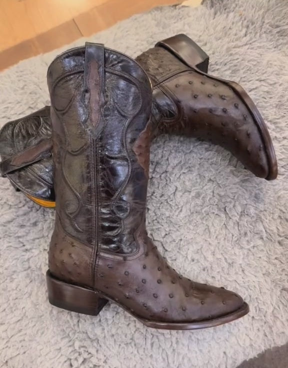 Original Ostrich Skin J-Toe Boots