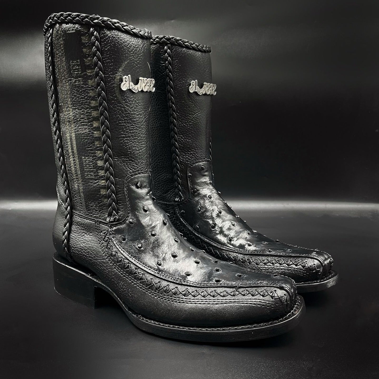 Brock Ostrich Leather Vintage Cowboy Boots