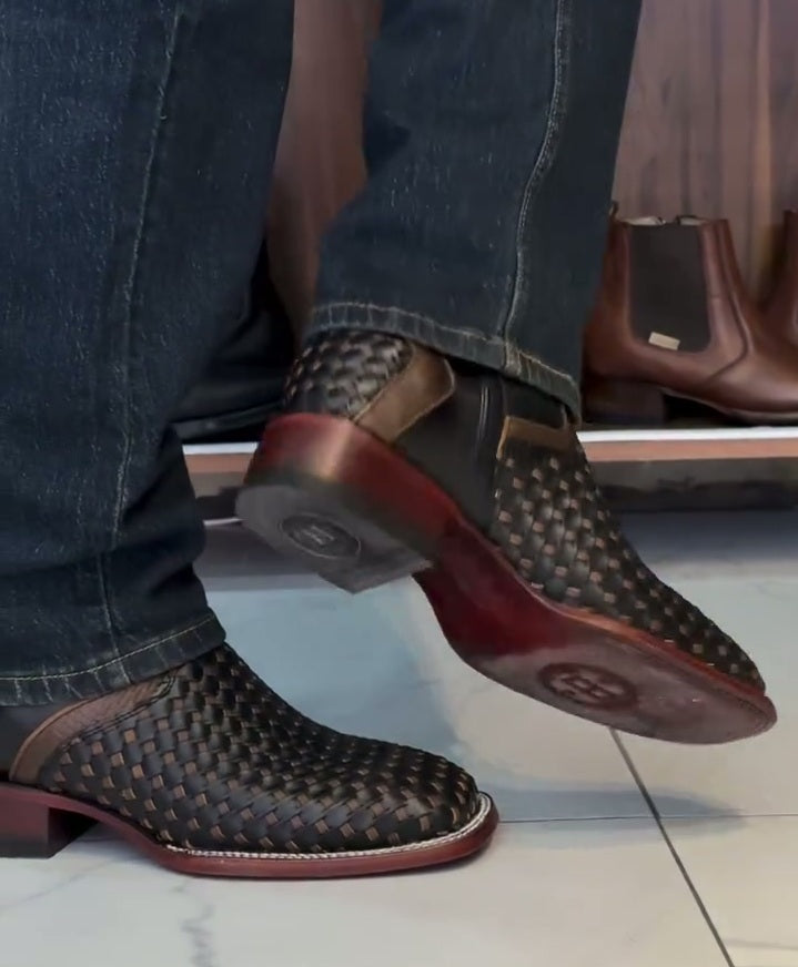 Hand-woven Cowhide Western Boots