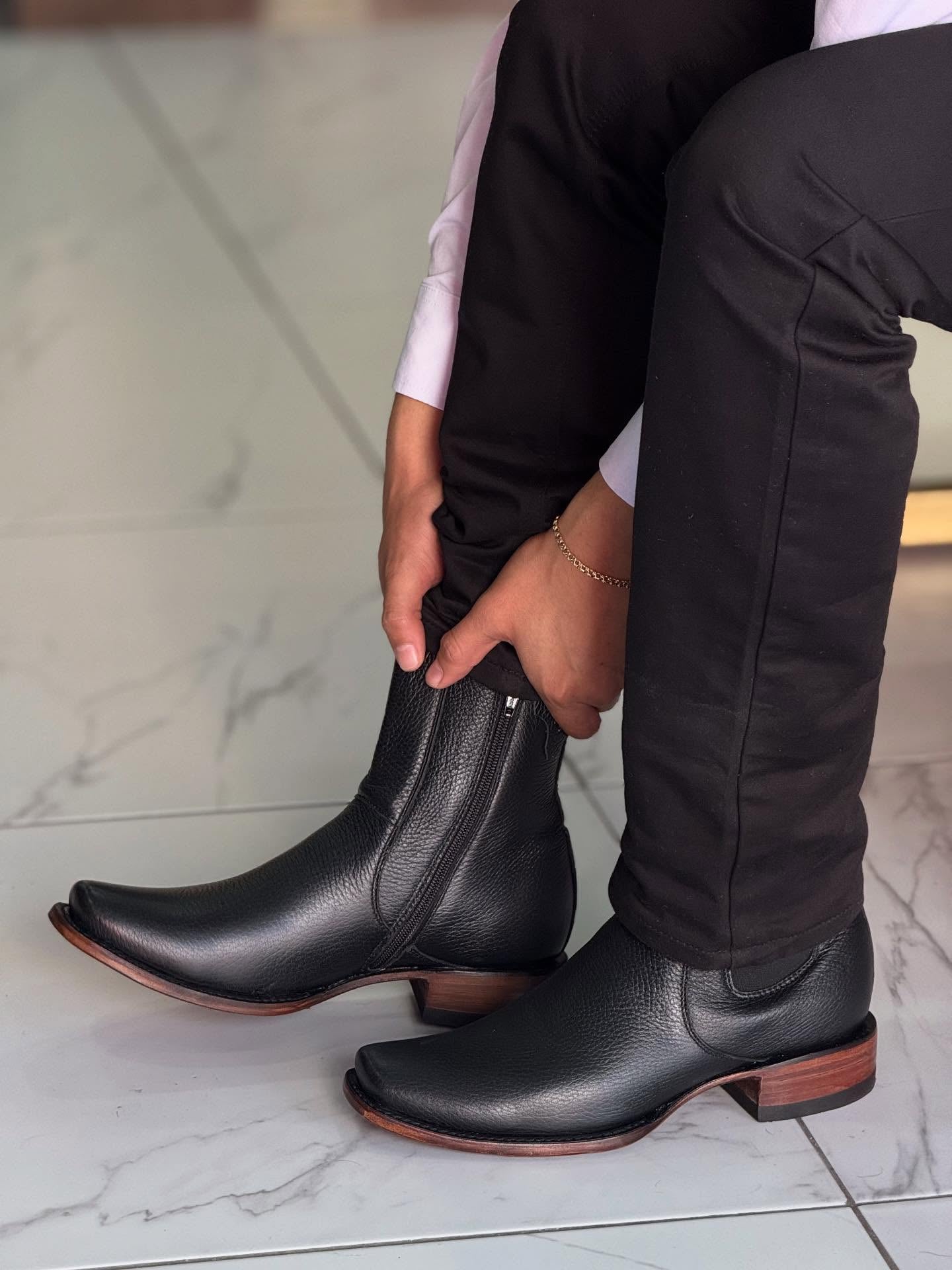 Solid Color Handmade Cowhide Ankle Boots