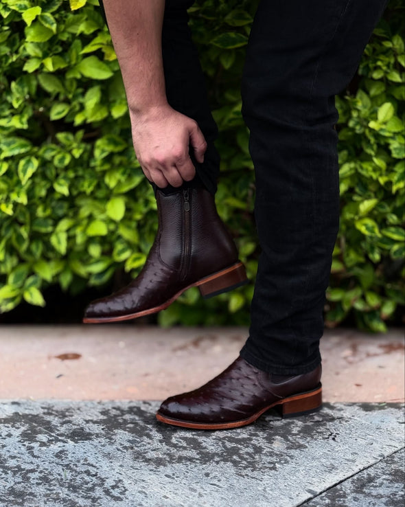Vintage Ostrich Skin Ankle Boots