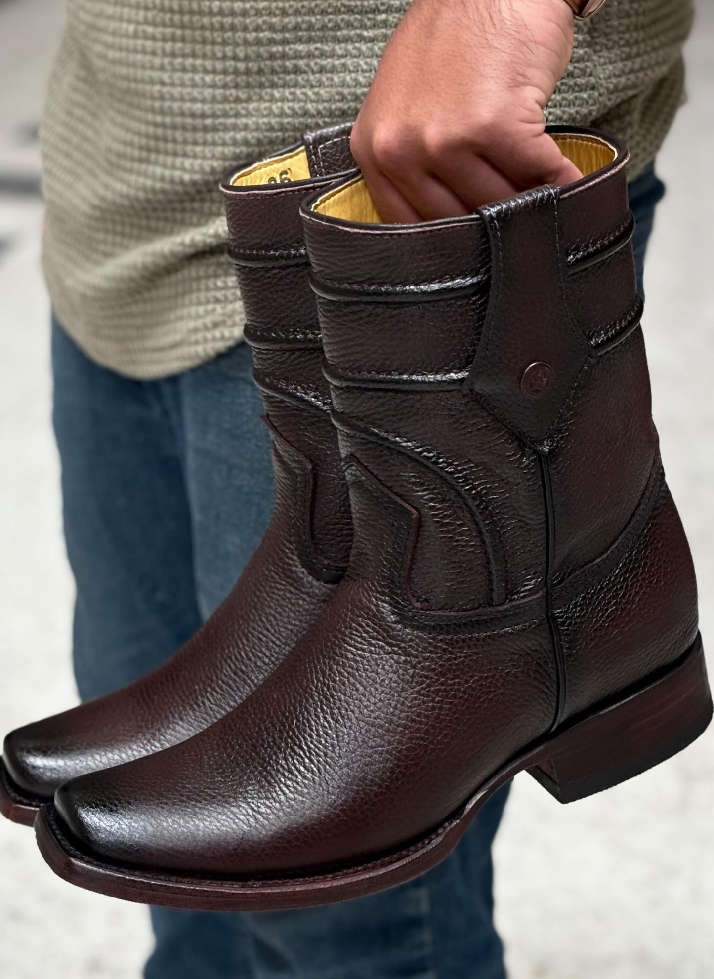 Handcrafted Cowhide Ranch Boots
