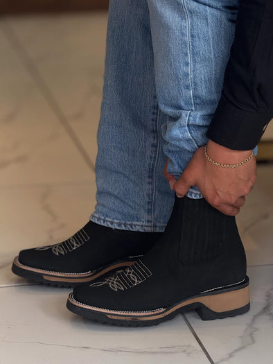 Suede Embroidered Ankle Boots