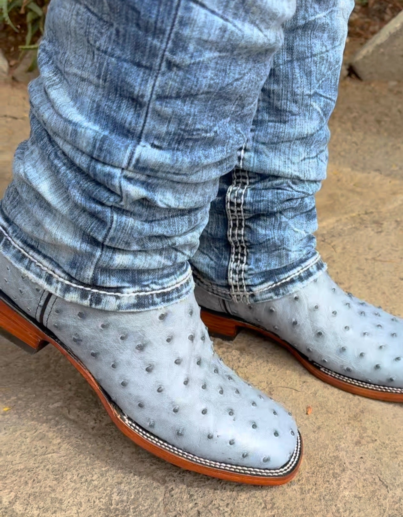 Hand-embroidered Ostrich Leather Boots