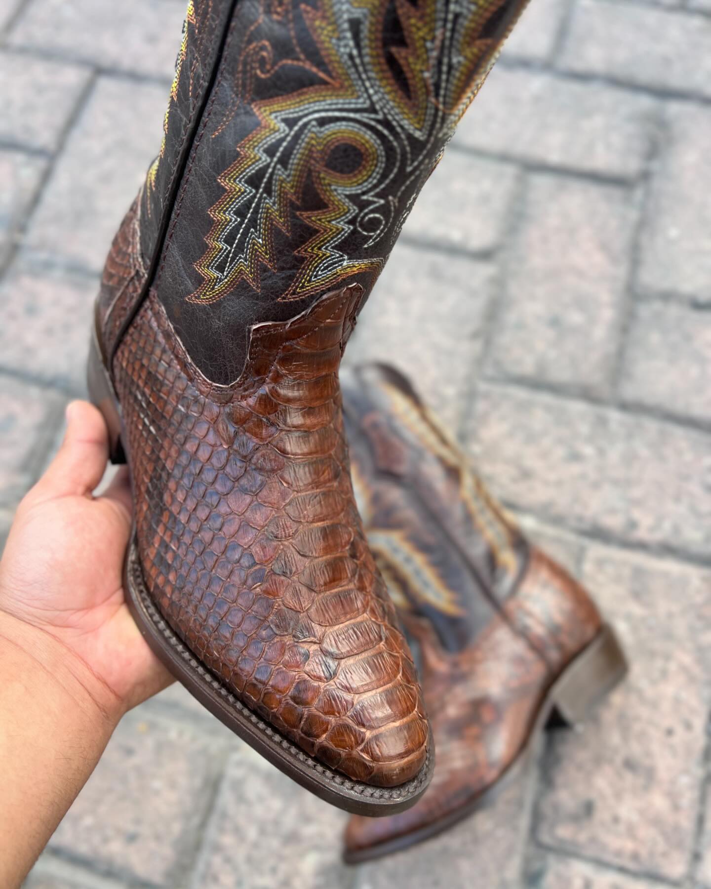 Vintage Embroidered Python Knight Boots