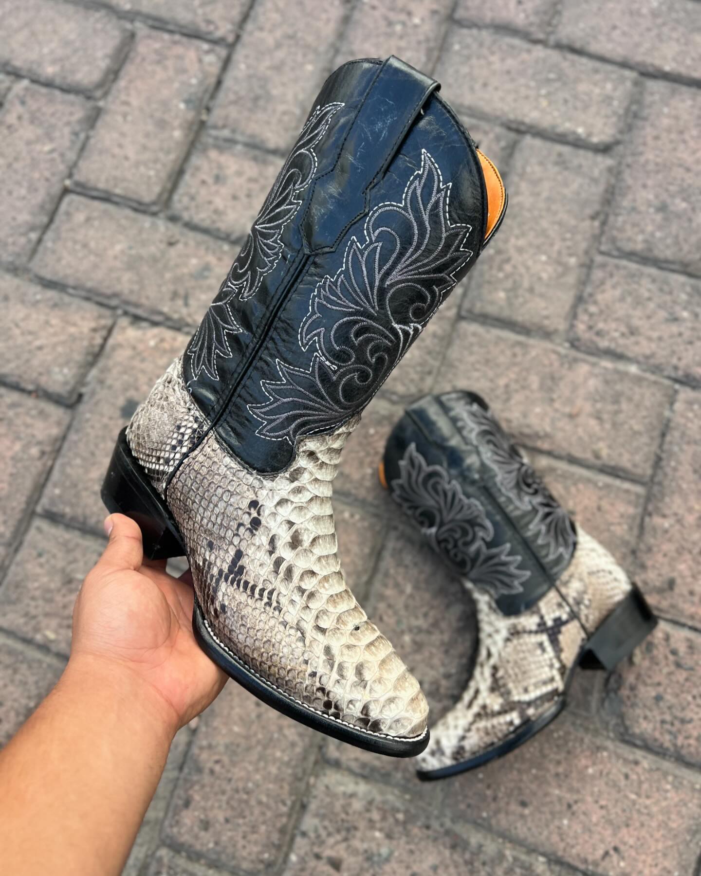 Vintage Embroidered Python Knight Boots