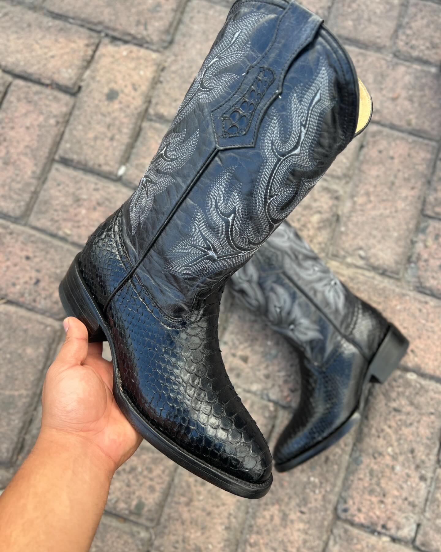 Vintage Embroidered Python Knight Boots