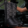 Hand Embroidered Python Leather Knight Boots