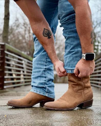 Vintage Cowhide Embroidered Knight Boots