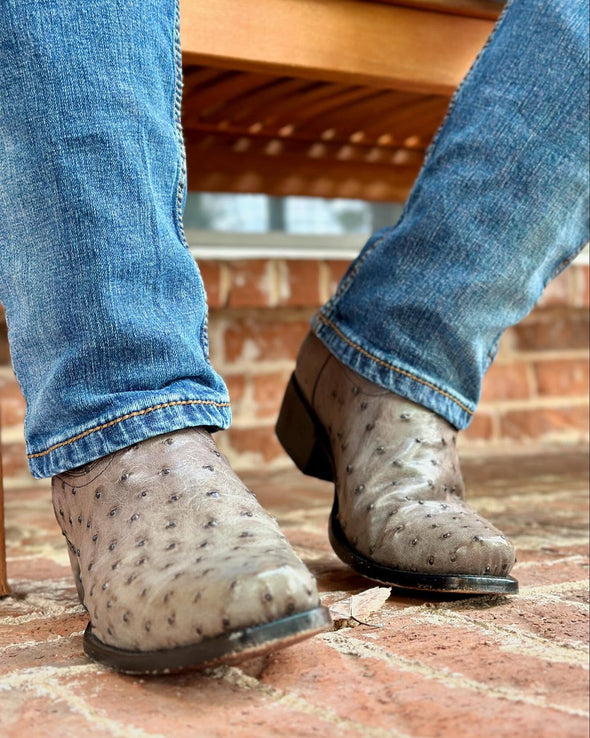 Vintage Ostrich Leather Cowboy Boots