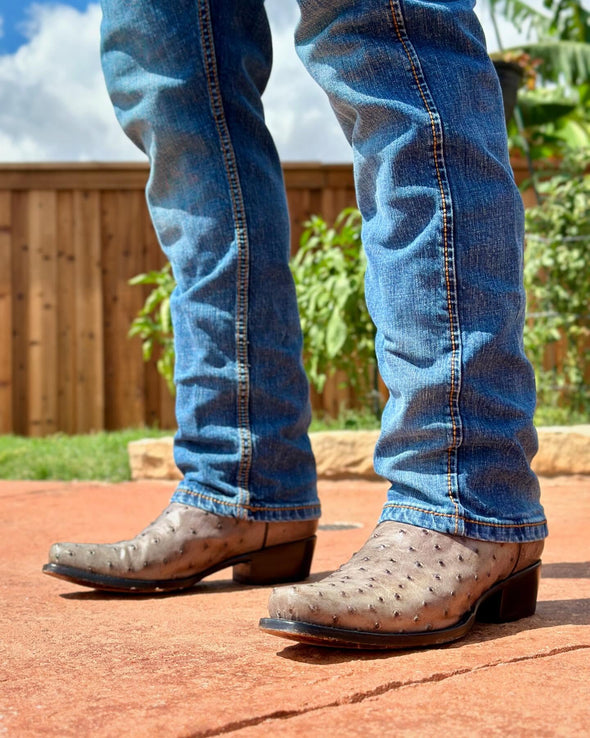 Vintage Ostrich Leather Cowboy Boots