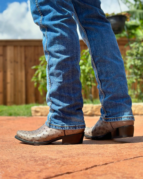 Vintage Ostrich Leather Cowboy Boots