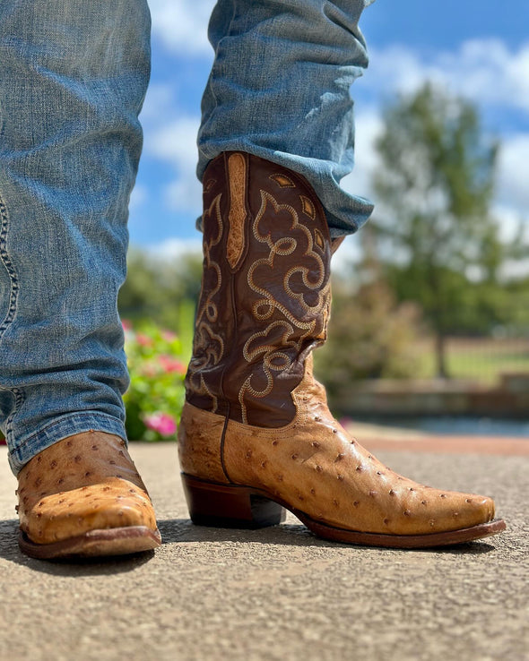 Vintage Ostrich Leather Cowboy Boots