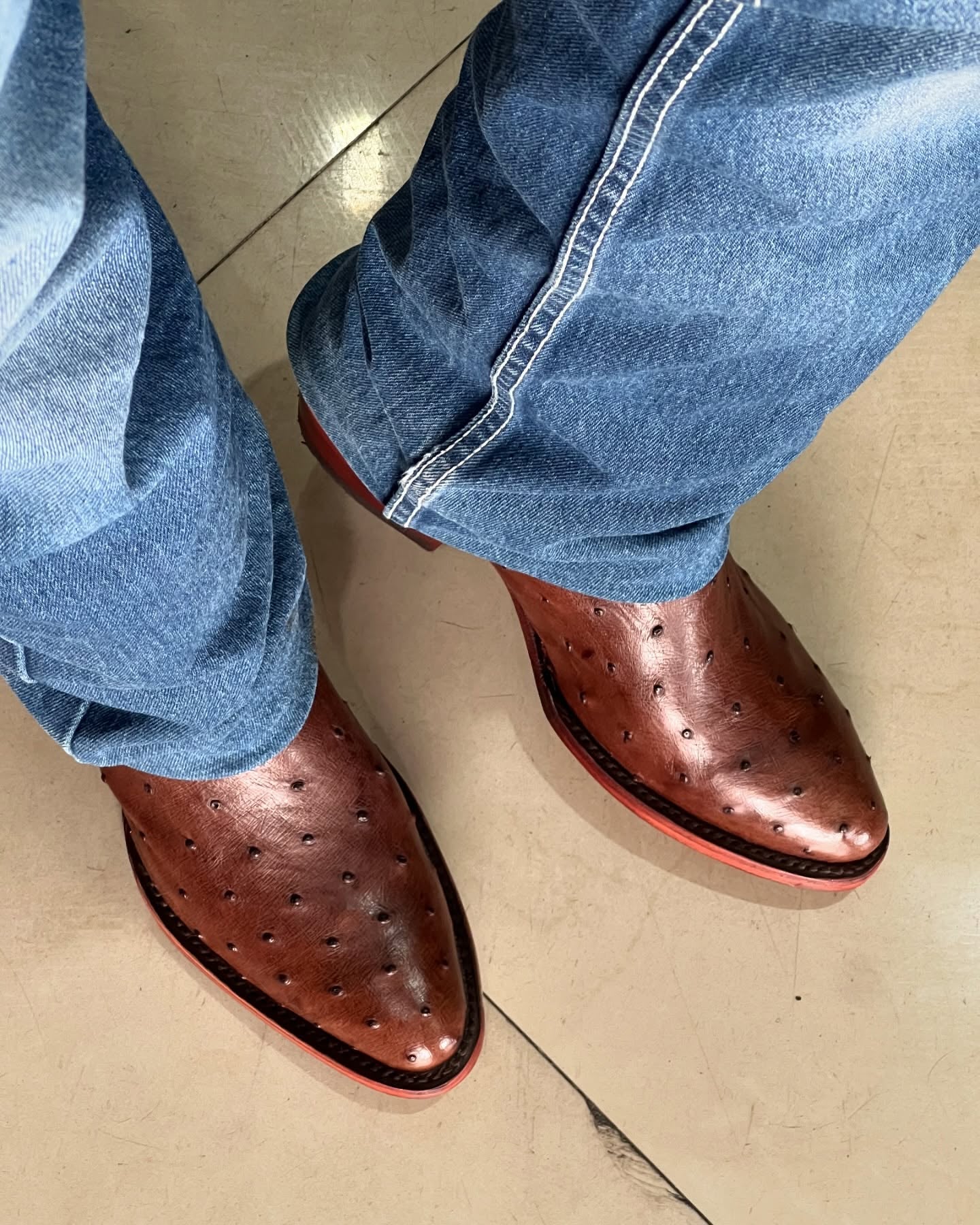 Italian Ostrich Leather Sculpted Boots