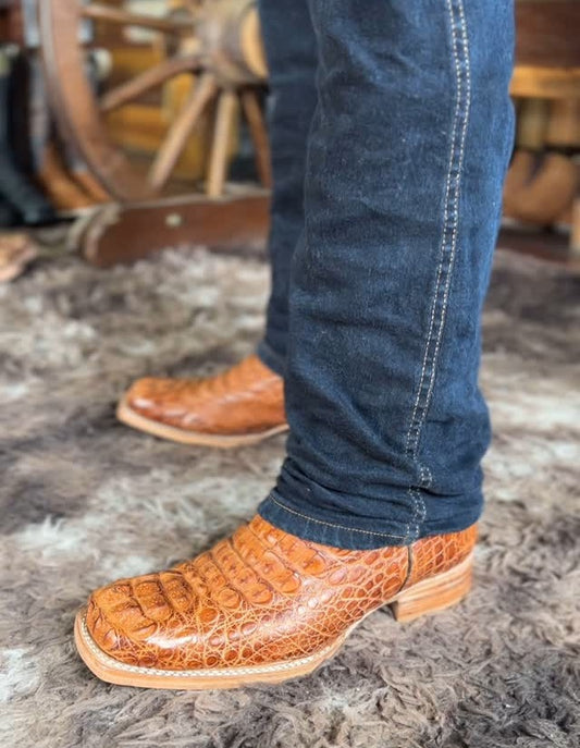 Crocodile Leather Embroidered Knight Boots