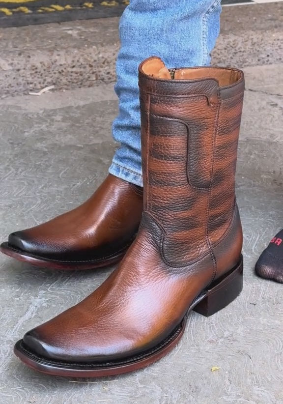 Hand Painted Cowhide Cowboy Boots