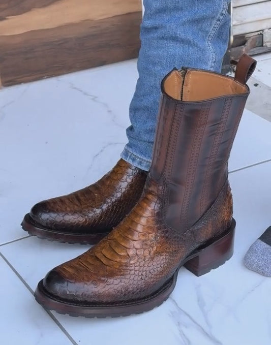 Vintage Printed Python Cowboy Boots