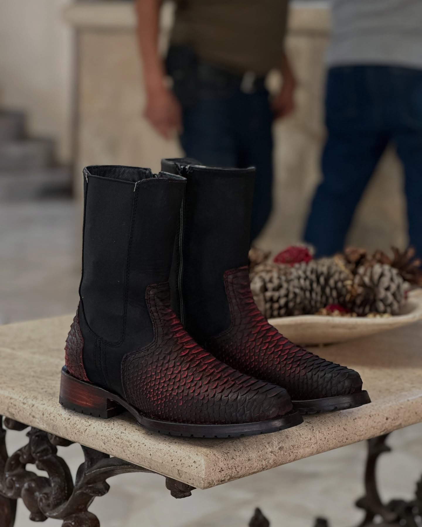 Handmade Cherry Python Cowboy Boots