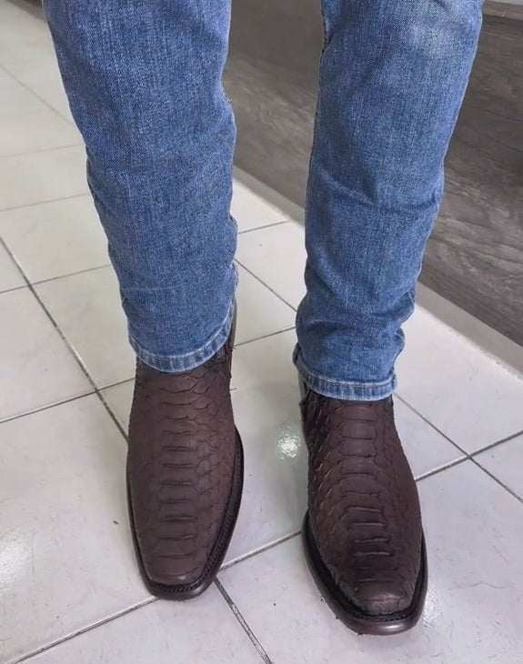 Original Italian Vintage Python Cowboy Boots