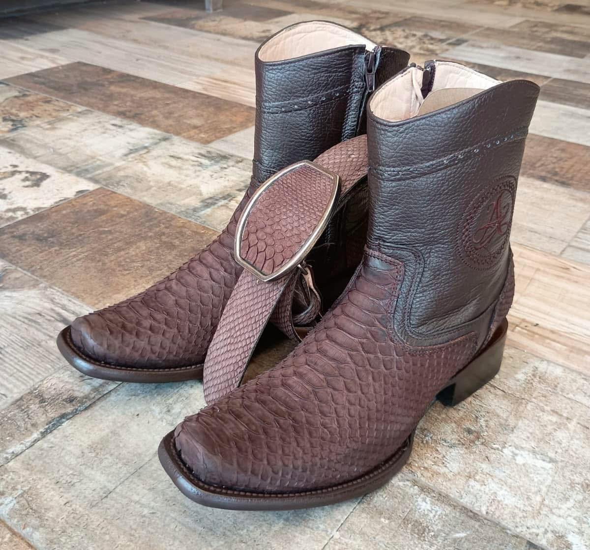 Hand Carved Totem Python Cowboy Boots