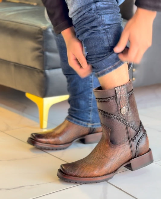 Vintage Sculpted Textured Cowboy Boots