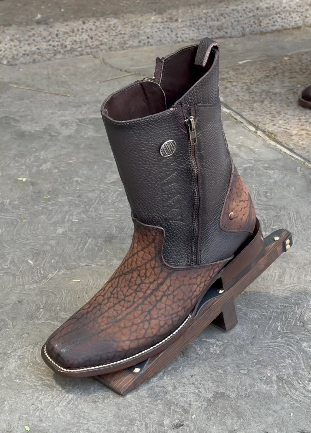 Vintage Stone Carved Cowboy Boots