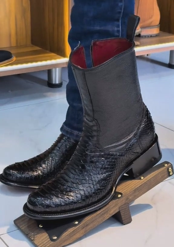 Original Black Python Cowboy Boots