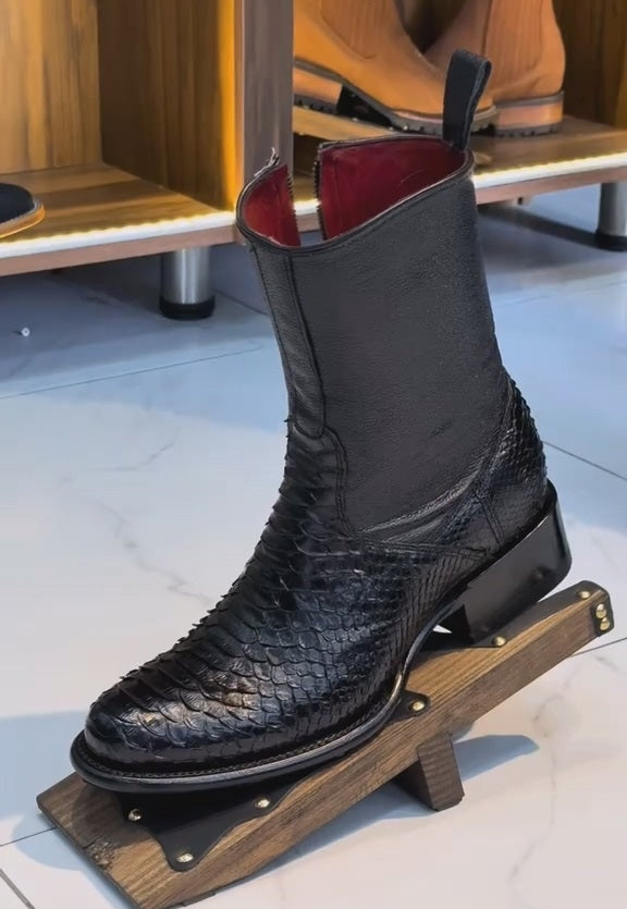 Original Black Python Cowboy Boots