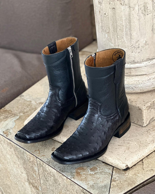 Vintage Ostrich Skin Ranch Cowboy Boots