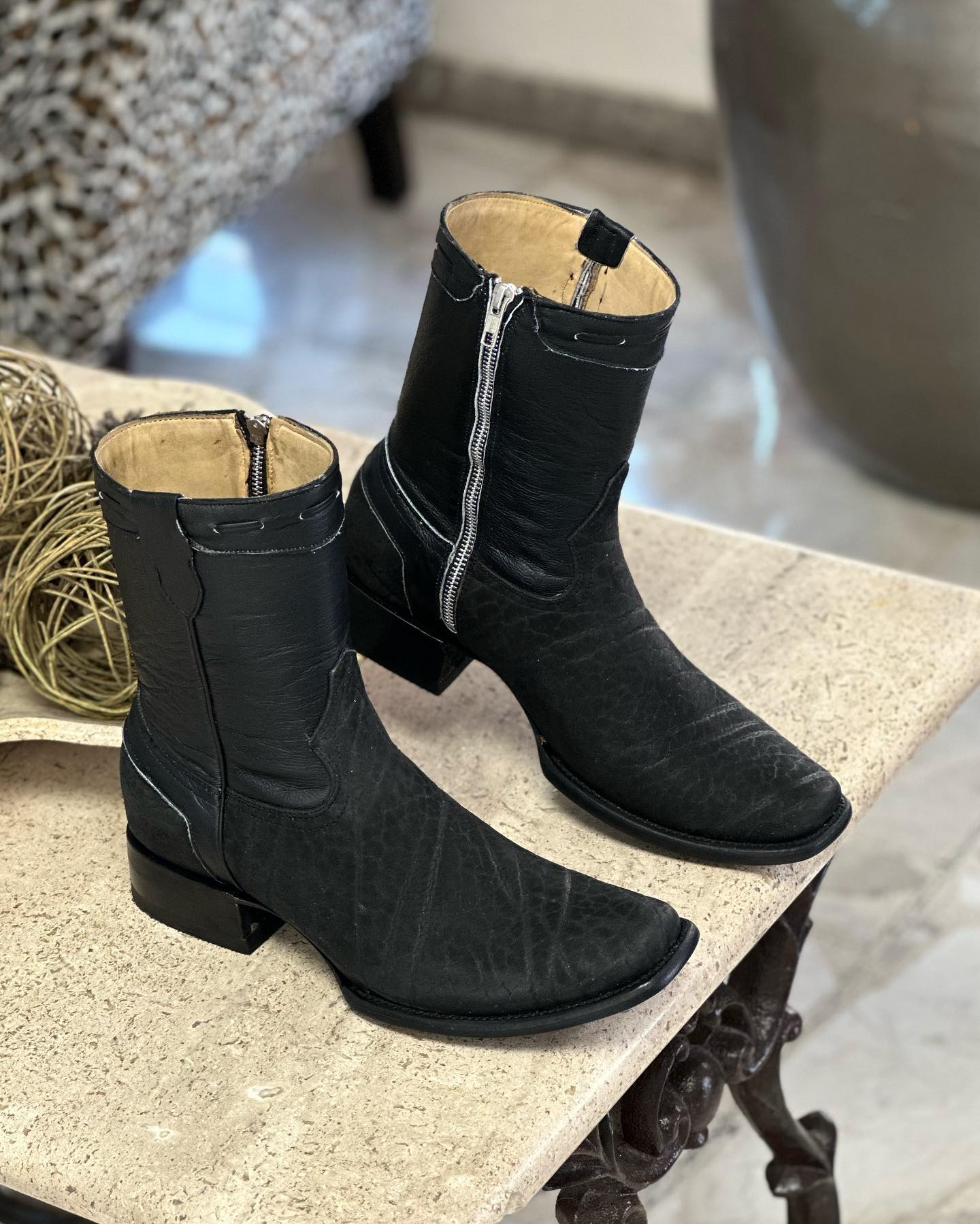 Vintage Carved Ranch Cowboy Boots